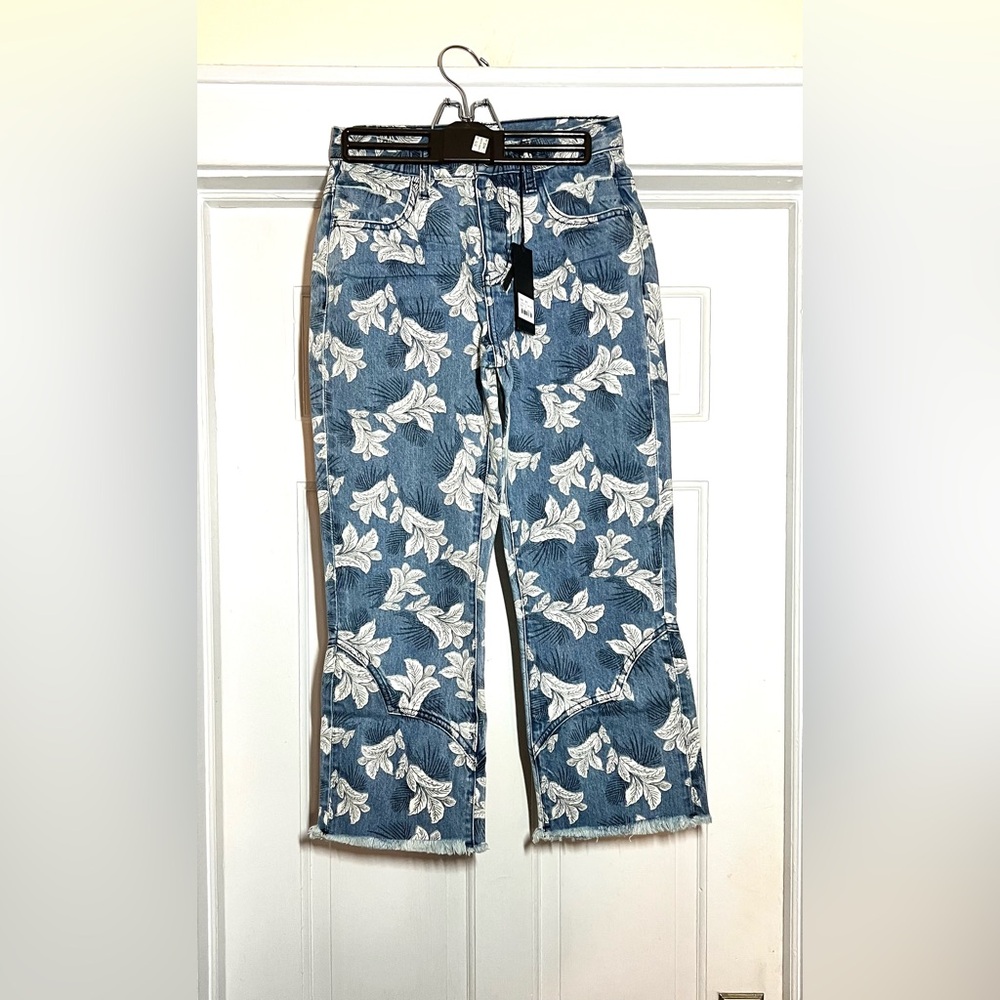 One Teaspoon Sailor Kick Flare Jeans floral cropped size 23